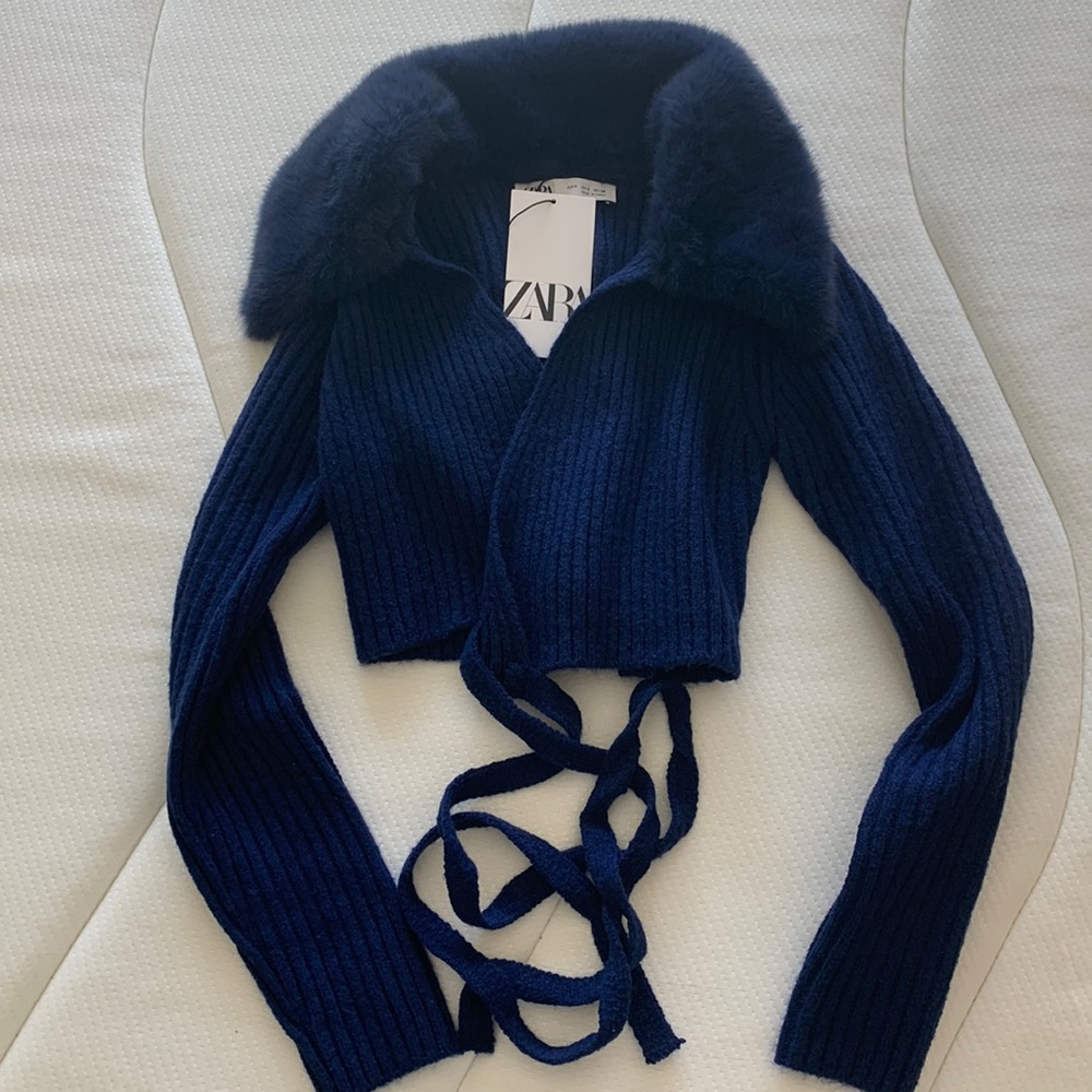 NWT Zara cropped tie sweater